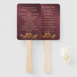 Burgundy Damask Wedding Program Fan Fächer