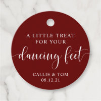 Burgundy Dancing Feet Flip Flop Wedding Favor Tag