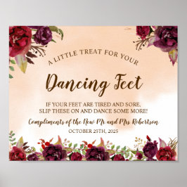 Burgundy Dancing Feet Flip Flops Hochzeitssymbol Poster