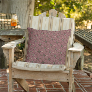 Burgundy Dandelion Seed Pattern mit schwarzer Kont Kissen