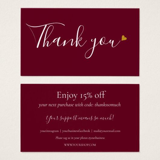 Burgundy dankt Ihnen für die Rabattkarte (Vorne & Hinten)