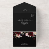 Burgundy Dark Moody Floral Black Elegant Wedding All In One Einladung (Außenbereich)