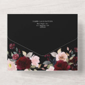 Burgundy Dark Moody Floral Black Elegant Wedding All In One Einladung (Rückseite)