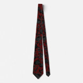 Burgundy Dark Red & Black Floral Wedding Krawatte (Vorderseite)