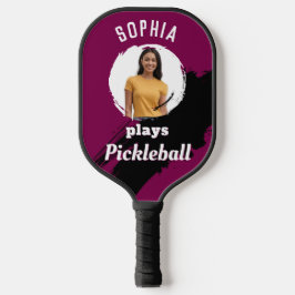 Burgundy Dark Red Custom Foto & Name Modern Pickleball Schläger
