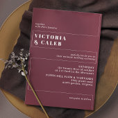 Burgundy Dark Red | Moderne Minimal Maroon Hochzei Einladung