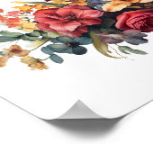 Burgundy Dark Red Peach Vintage Blumengrün Poster (Ecke)