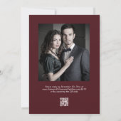 Burgundy Dark Red Plum White Gold Border Wedding Einladung (Rückseite)