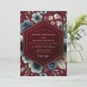 Burgundy Dark Romance Wedding Einladung (Stehend Vorderseite)