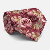 Burgundy Deep Rote Rosen Blush Mauve Neck Tie Krawatte (Gerollt)
