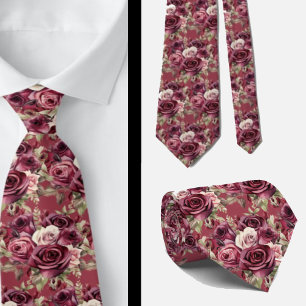 Burgundy Deep Rote Rosen Blush Mauve Neck Tie Krawatte
