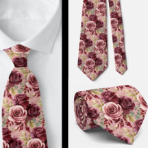 Burgundy Deep Rote Rosen Blush Mauve Neck Tie