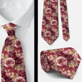 Burgundy Deep Rote Rosen Blush Mauve Neck Tie Krawatte