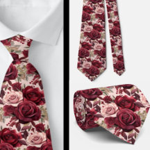 Burgundy Deep Rote Rosen Blush Mauve Neck Tie