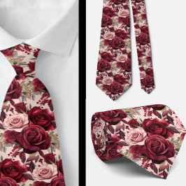 Burgundy Deep Rote Rosen Blush Mauve Neck Tie Krawatte