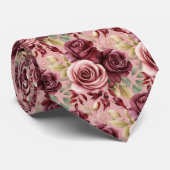Burgundy Deep Rote Rosen Blush Mauve Neck Tie Krawatte (Gerollt)