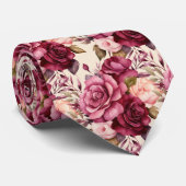 Burgundy Deep Rote Rosen Blush Mauve Neck Tie Krawatte (Gerollt)