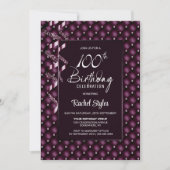 Burgundy Diamond Pattern 100. Geburtstagsparty Einladung (Vorderseite)