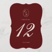 Burgundy Die-Cut Wedding Table Number Einladung (Vorderseite)