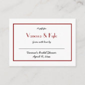 Burgundy Display Brautparty Insert Card + Tag (Rückseite)