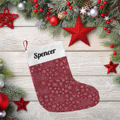 Burgundy Doodle Christmas Sleigh Pattern Kleiner Weihnachtsstrumpf