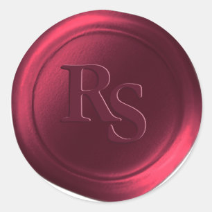 Burgundy Double Monogram Hochzeitwax Siegel Runder Aufkleber