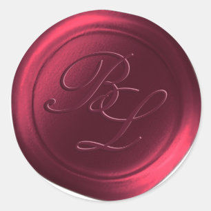 Burgundy Double Monogram Imitate Wachse Siegel Sti Runder Aufkleber