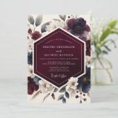 Burgundy Dramatic Autumnal Wedding Einladung (Stehend Vorderseite)