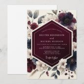 Burgundy Dramatic Autumnal Wedding Einladung (Vorne/Hinten)
