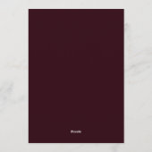 Burgundy Dramatic Floral Wedding Einladung (Rückseite)