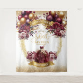Burgundy Dress 16 . Geburtstag Hintergrund Gold Sp Wandteppich (Vorderseite)