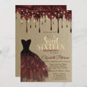 Burgundy Dress, Glitzer Tropfen Lights Kraft Sweet Einladung (Vorne/Hinten)