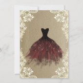 Burgundy Dress,Lights,Lace Kraft Sweet 16 Party Einladung (Rückseite)