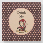 Burgundy Drink Me Mad Hatter Alice im Wunderland Steinuntersetzer (Vorderseite)
