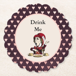 Burgundy Drink Me Mad Hatter Alice im Wunderland Untersetzer