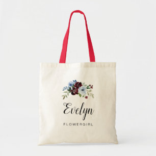 burgundy dusty blue Flowergirl Tote Bag Tragetasche