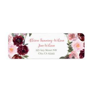 Burgundy Dusty Pink Rose Wasserfarbe Rücksendeadre