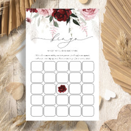 Burgundy Dusty Rose Brautparty Bingo Game Card