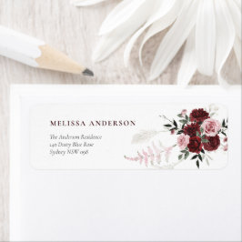 Burgundy Dusty Rose Brautparty Rücksendeadresse