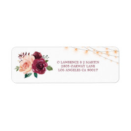 Burgundy Dusty Rose Floral Lights Hochzeitadresse