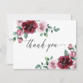 Burgundy & Dusty Rose Pink Floral Maroon Wedding Dankeskarte (Vorderseite)