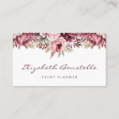 Burgundy Dusty Rose Watercolor Floral QR Code Visitenkarte (Vorderseite)