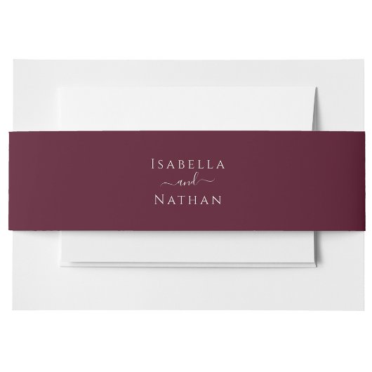 Burgundy Einfache Minimalistische Script-Hochzeit Einladungsbanderole