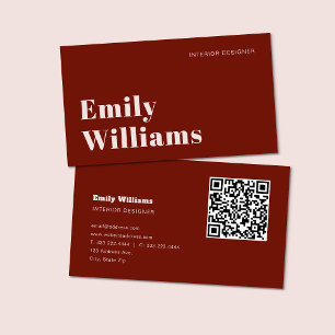 Burgundy Einfache moderne Minimal QR-Code Visitenkarte