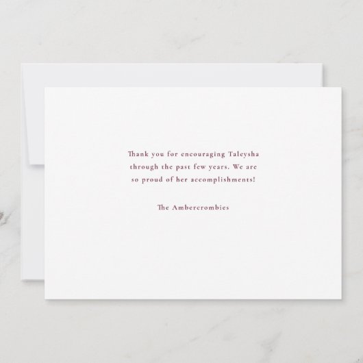 Burgundy Einfaches Abschluss Ankündigung (Rückseite)