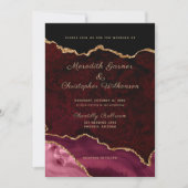 Burgundy Elegance Gold Glitzer Agate Wedding Einladung (Vorderseite)