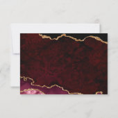 Burgundy Elegance Gold Glitzer Agate Wedding RSVP Karte (Rückseite)