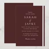Burgundy Elegance Moderne Hochzeit Einladung (Vorne/Hinten)