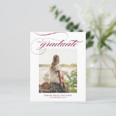 Burgundy Elegant Calligraphy Abschluss Einladung (Stehend Vorderseite)