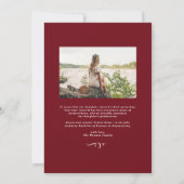 Burgundy Elegant Calligraphy Foto Abschluss Ankündigung (Rückseite)